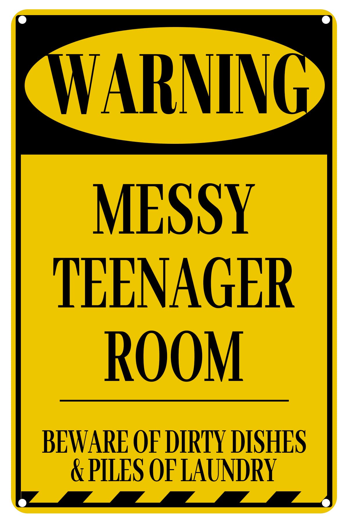 Warning Messy Teenager Room Beware Of Dirty Dishes andPiles Of Laundry Metal Tin Sign Children Room Decor-Teenager Kids Bedroom Wall Door Metal Signs 5.5x8inch