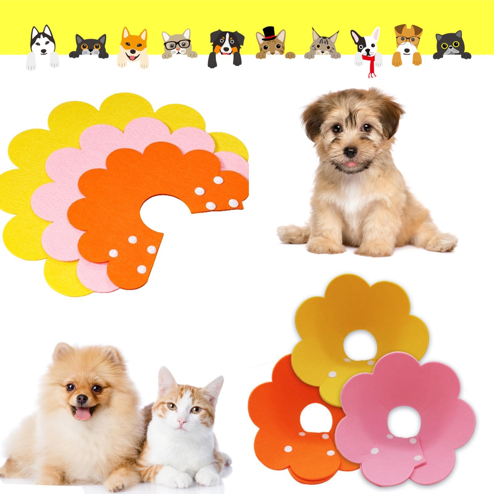 3Pcs Soft Pet Cone Collar - Adjustable Cat and Dog Recovery Protective Collar After Surgery - Anti-Bite for Small Pets (3 Colors) - Image 4