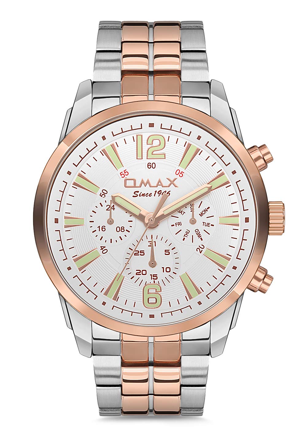 OMAX Chronograph Display Mens Watch Casual Quartz Multifunction Dial Stainless Steel Chain Watch (B07KSBPZ4D) Amazon Price History, Amazon Price Tracker