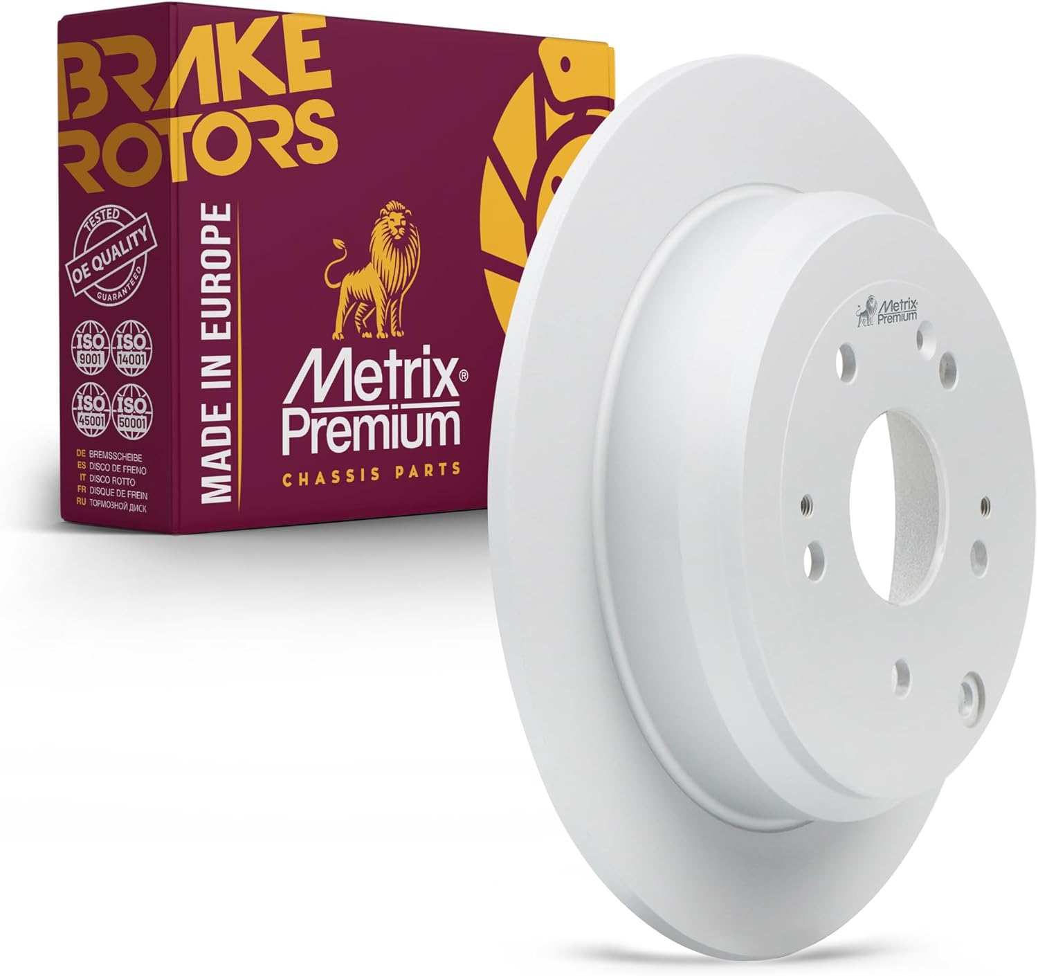 Metrix Premium Chassis Parts - 12.01 inch (305mm) Rear Coated Solid Disc Brake Rotor Fits 2013-2018 Acura RDX, 2014-2016 Honda CR-V, Replacement 981041FZN, Made in Europe
