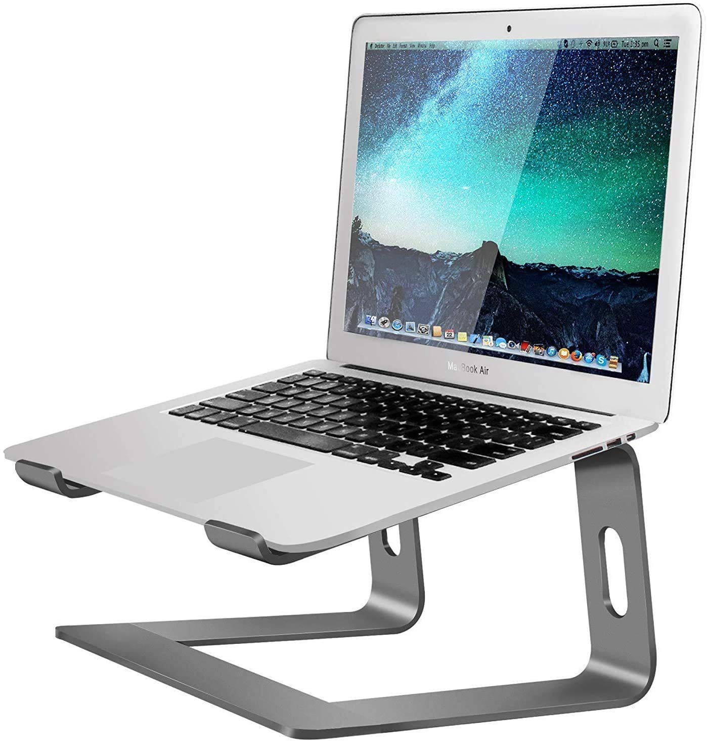 Smilee Laptop Stand for Desk, Aluminum Laptop Riser, Adjustable Notebook Holder for 10 to 15.6 Inches Laptops, Ergonomic Laptop Elevator, Grey