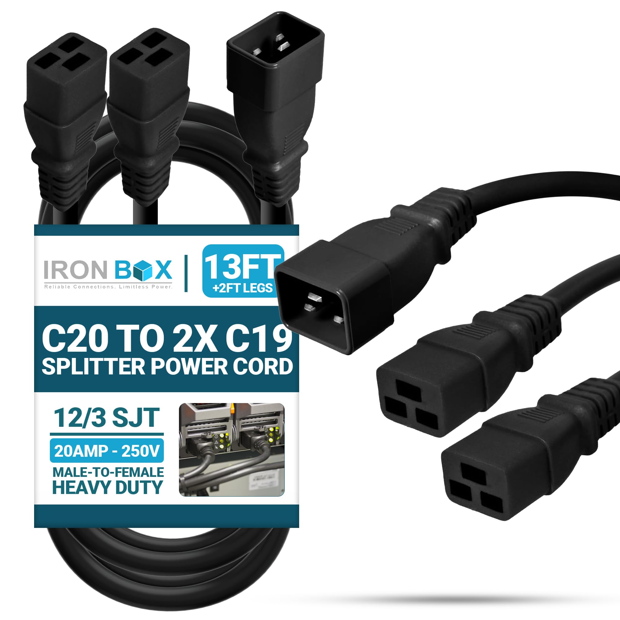 Amazon.com: IronBox Electric IEC C20 to 2x C19 Splitter Power