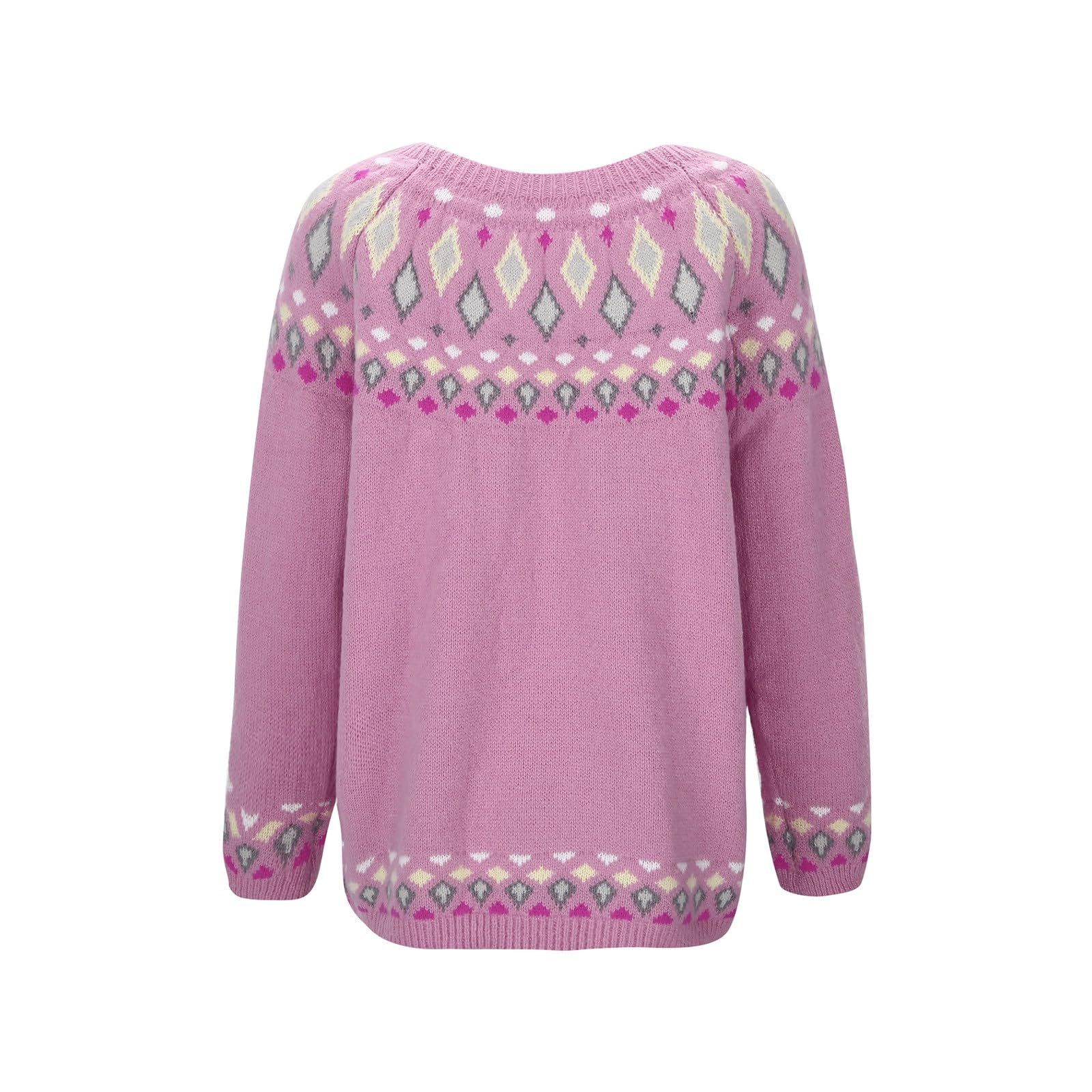 Pullover da donna Fair Isle a maniche lunghe maglioni casual fantasia vacanza maglia allentata maglioni da donna per autunno e inverno top in cotone caldo maglioni invernali maglioni invernali morbida