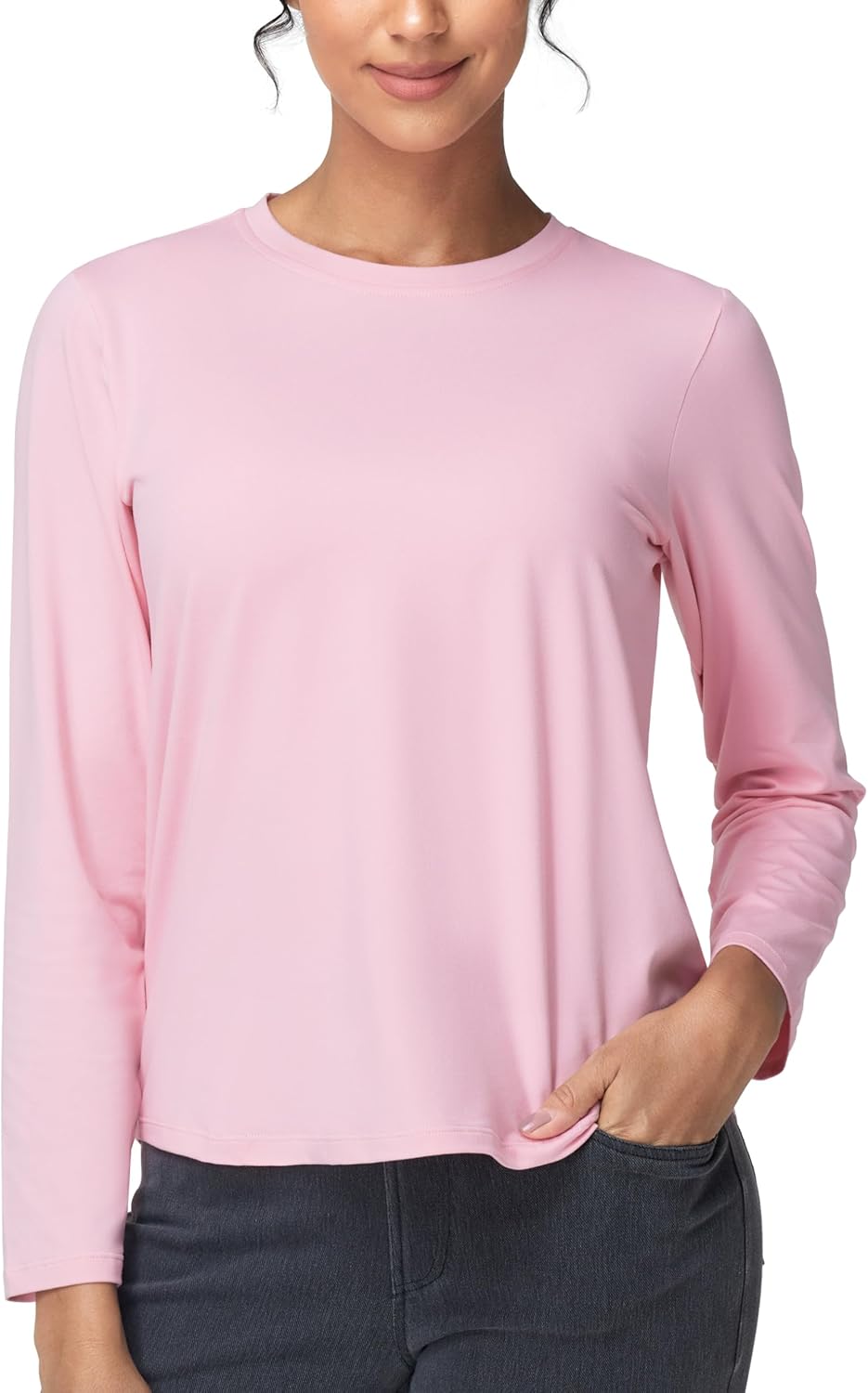 THE GYM PEOPLE Women's Long Sleeve Soft Workout Shirts Basic Crewneck UPF 50+ Sun Lightweight Fall Athletic Running Tops - Image 8