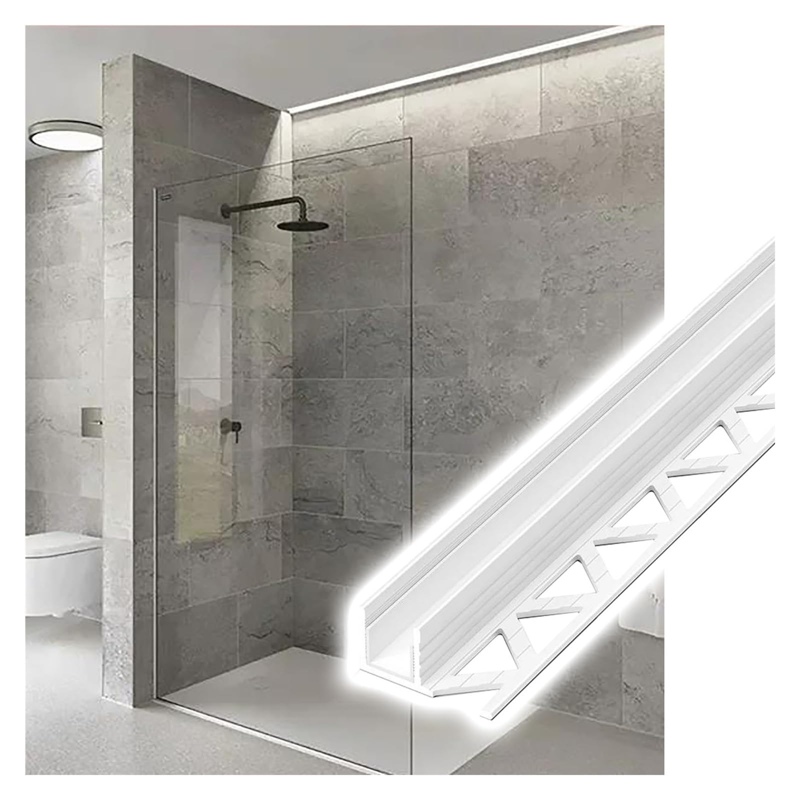 JYHHCYS Shower Glass U Channel, Aluminum Wall Floor Ceiling Mount Glass Profile for Bathroom Wet Room, Recessed Deep Groove Channel for Spa/Kitchen/Balcony(White,12mm(0.47in) glass)