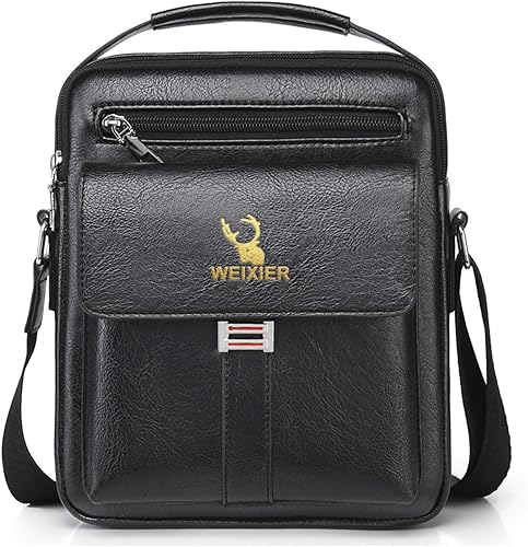 Bolsa tipo mensajero para hombre, bolso cruzado de hombro, pequeño, vintage, de piel sintética, bolso cruzado lateral