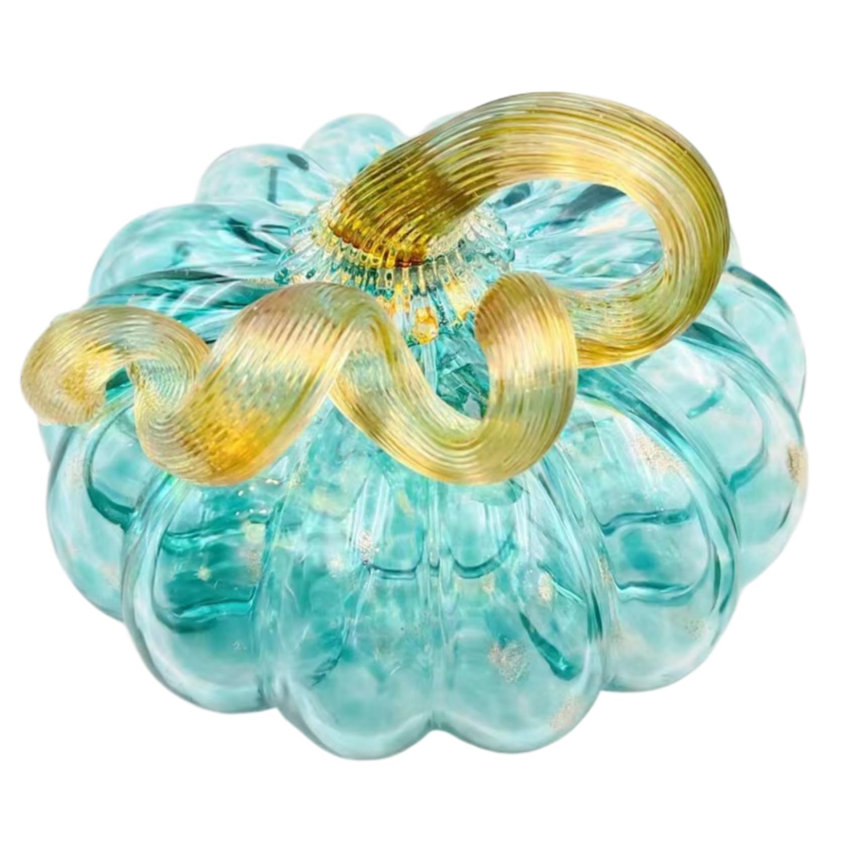 CNAFGBGG 1 Pc Glass Pumpkin Decor, Blue, 3x4 In, for Fall & Halloween.