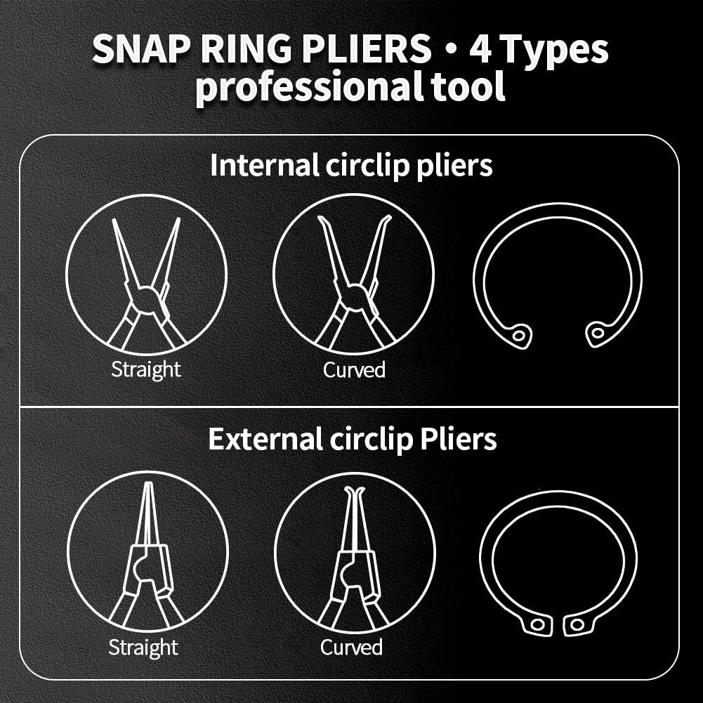 SPEEDWOX Circlip Pliers External Snap Ring Pliers with Bent Jaw 7 Inches Retaining Ring Plier Precision C Clip Pliers (Tip Diameter 0.07") Fixed Tip Comfort TPR Handles