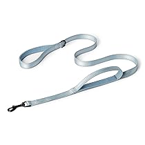 Amazon Basics – Guinzaglio Riflettente su Entrambi i Lati per Cani con Doppia Impugnatura Imbottita e Anello a D, 180cm, Nero, Blu