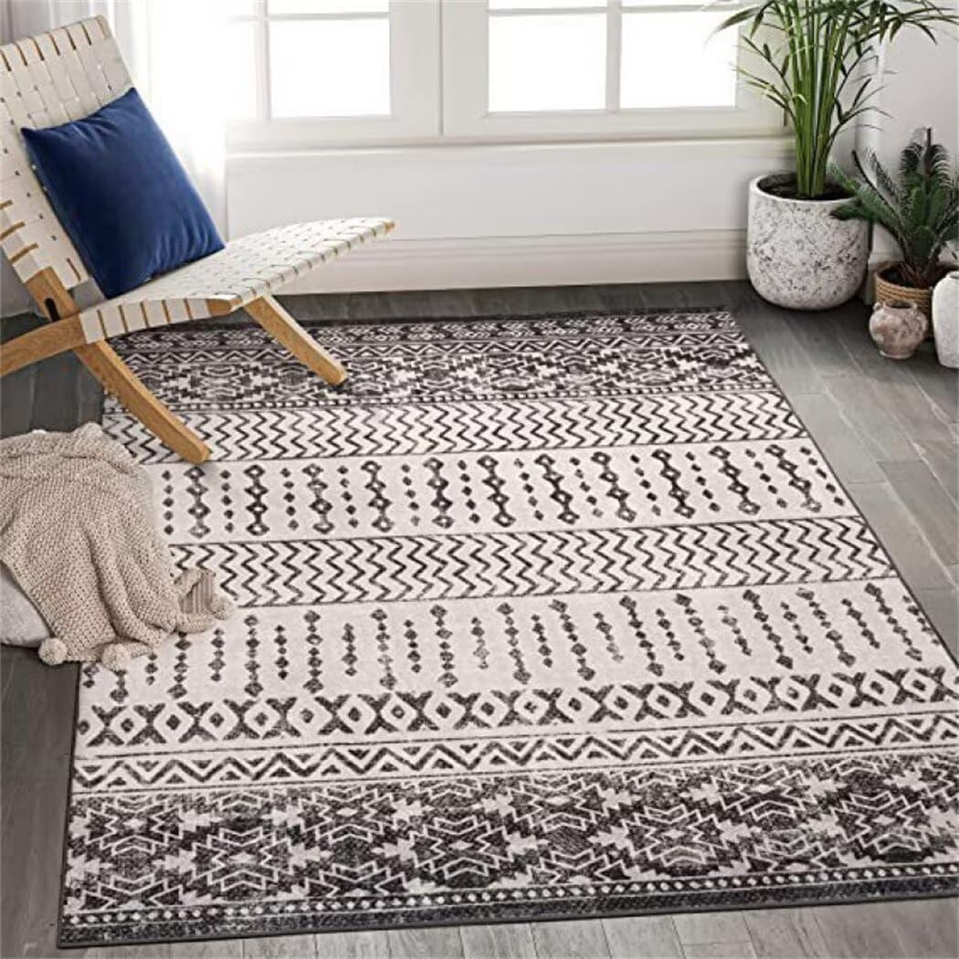 Tapis de couloir gris 140x200cm pour cuisine et chambre enfant avec housse imperméable