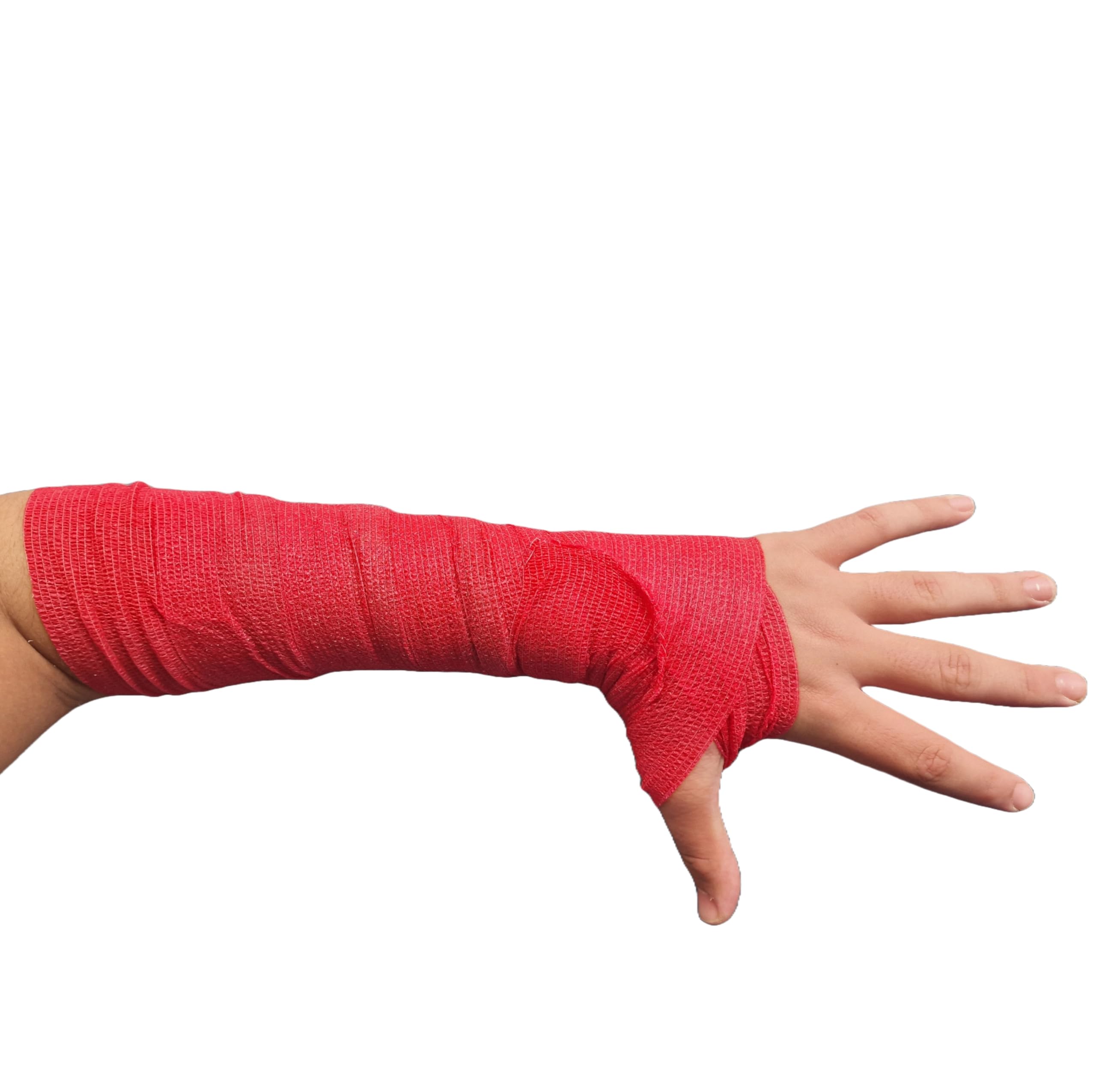 PintoMed Bendaggio Coesivo Rosso 10 x 4,5 m Garza Elastica Autoadesiva Flessibile Bende Primo Soccorso Confezione da 10 Rotoli