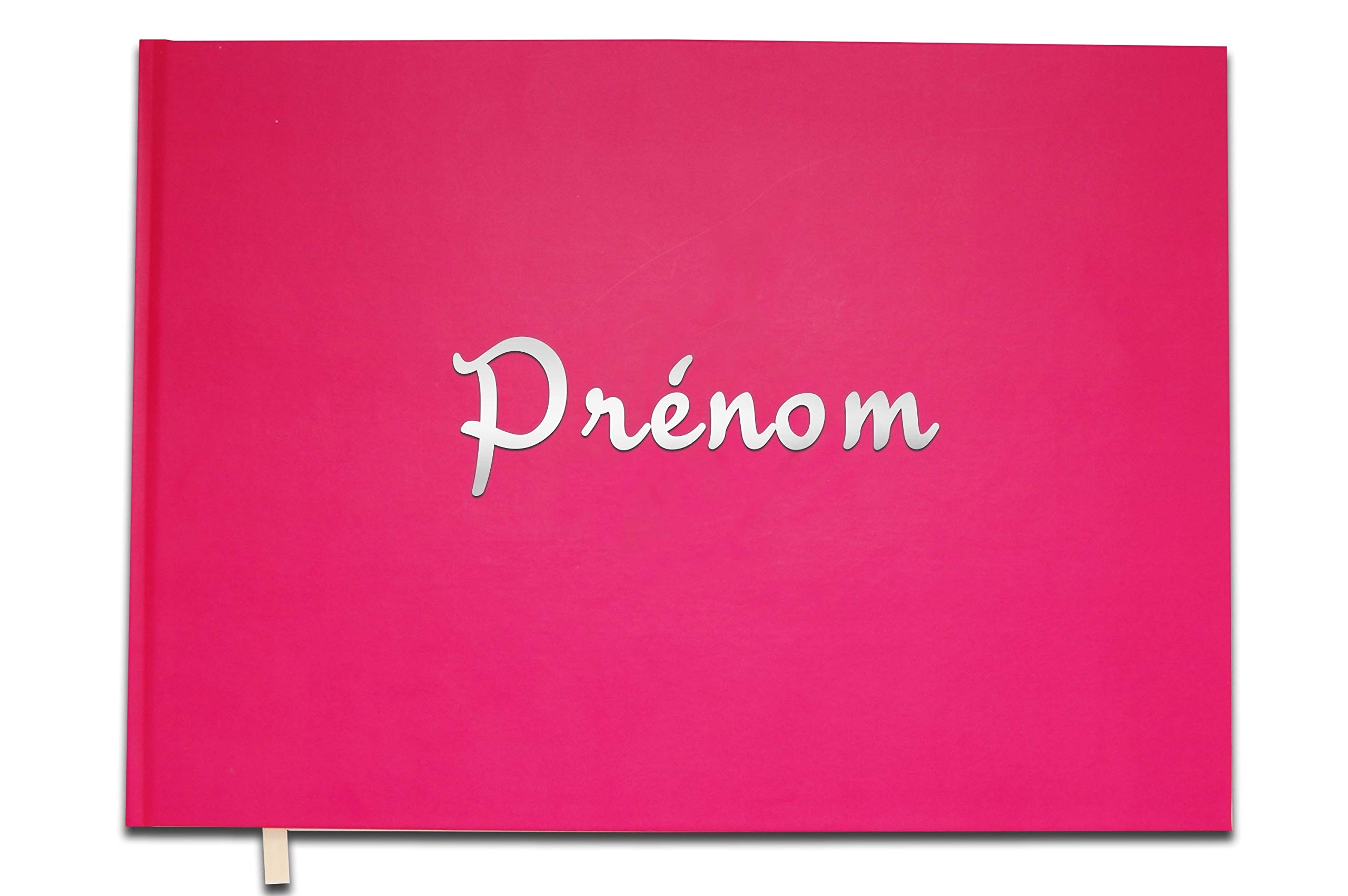 UTTSCHEID Livre d'or Prénom personnalisé - Anniversaire, Souvenir, Cadeau - Lettres chromées ou dorées - 100 Pages - Qualité Premium - Rose Macaron