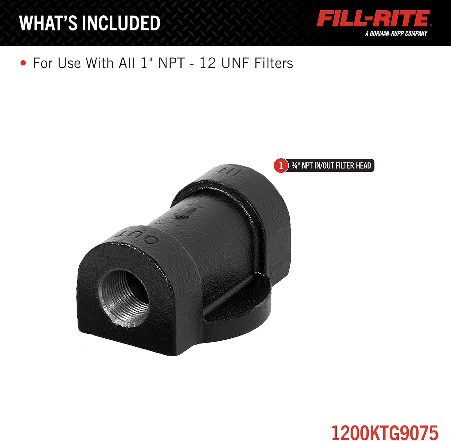 Fill-Rite 1200KTG9075 Universal Cast Iron 3/4 Inch Filter Head w/ Pipe Extension