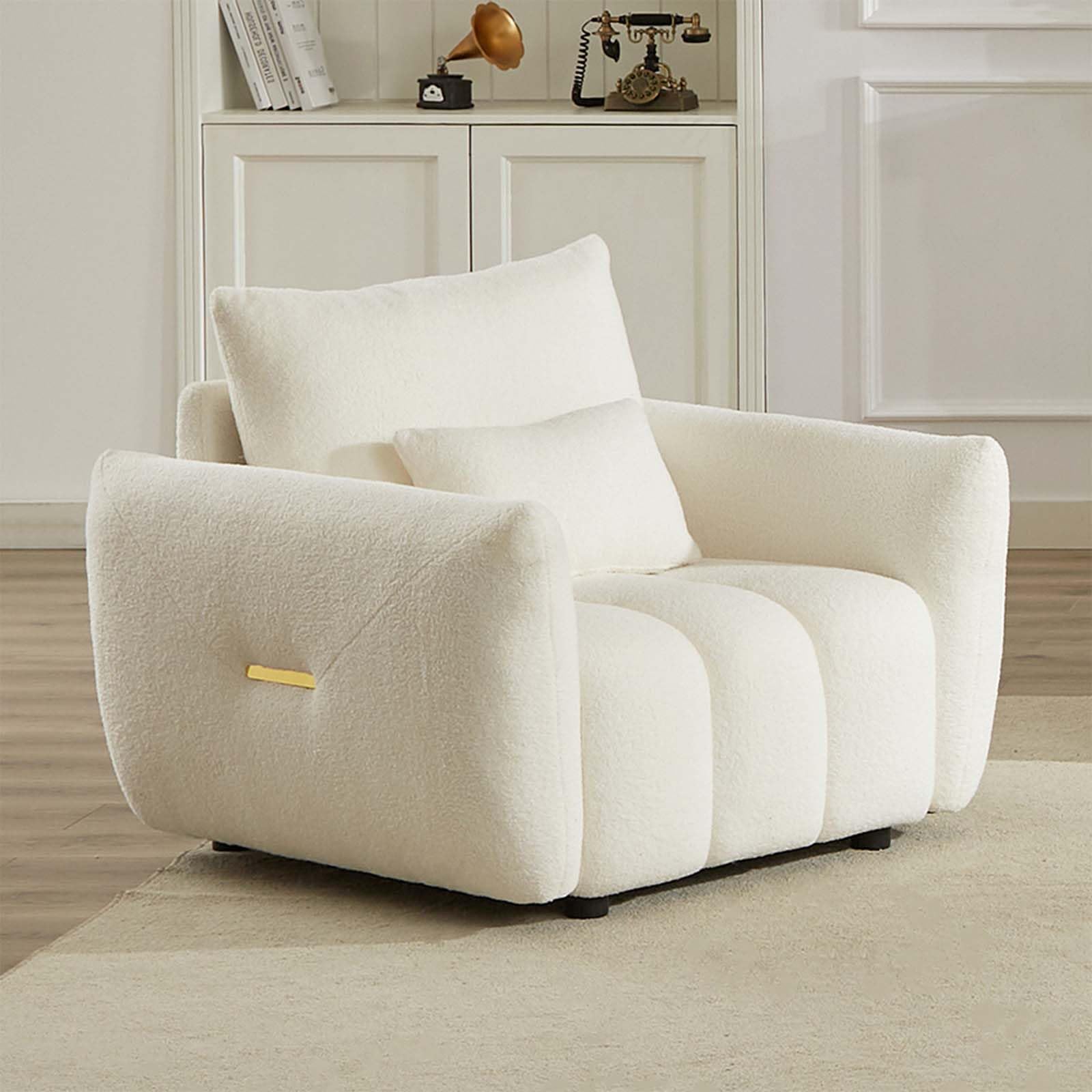 Antetek 35 Modern Accent Single Sofa Chair Comfy Deep Seat Teddy Living Room Chair Leisure Boucle Reading Sofa