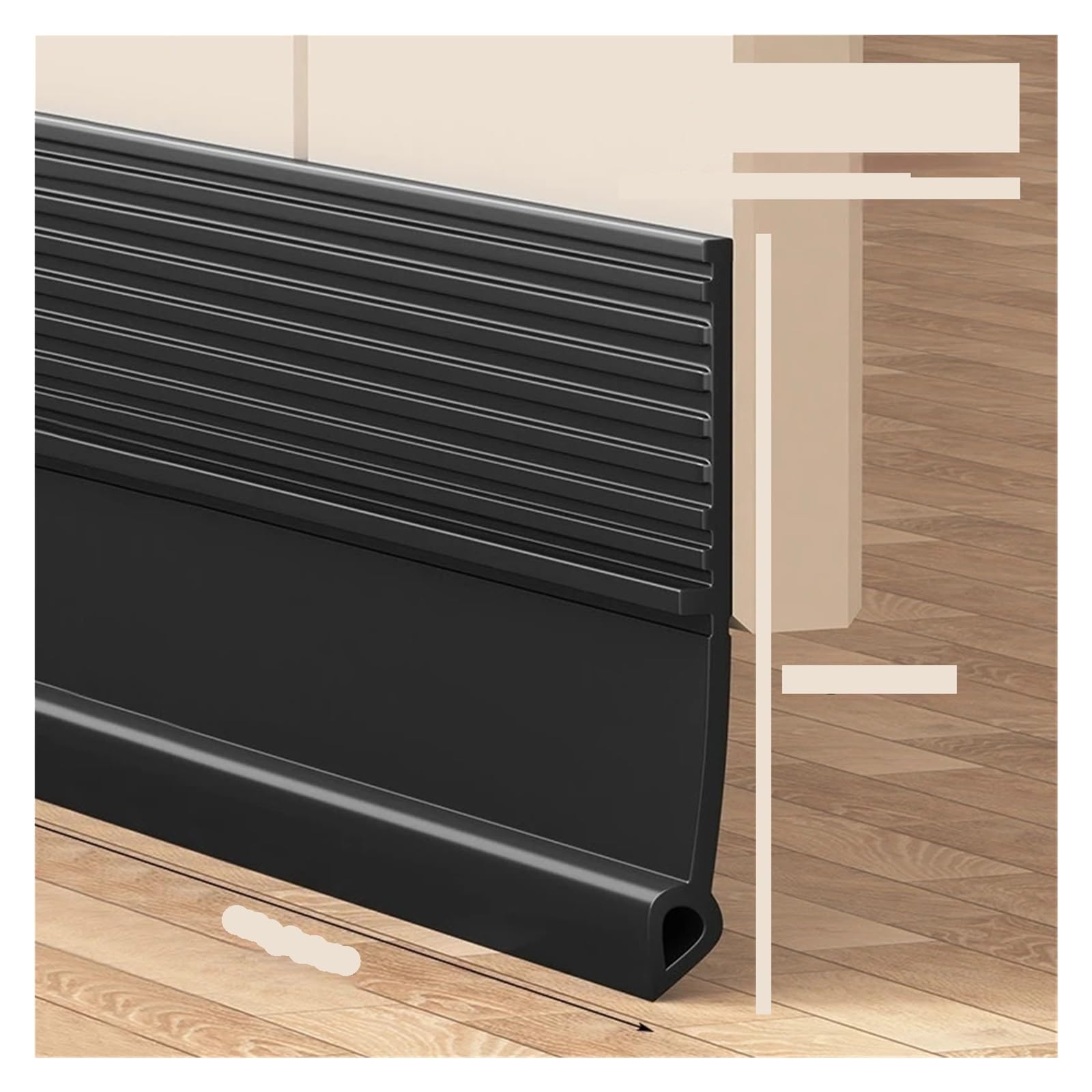 Door Bottom Seal Self-Adhesive Door Bottom Seal Strip, 1M TPE(L Black 50mm)