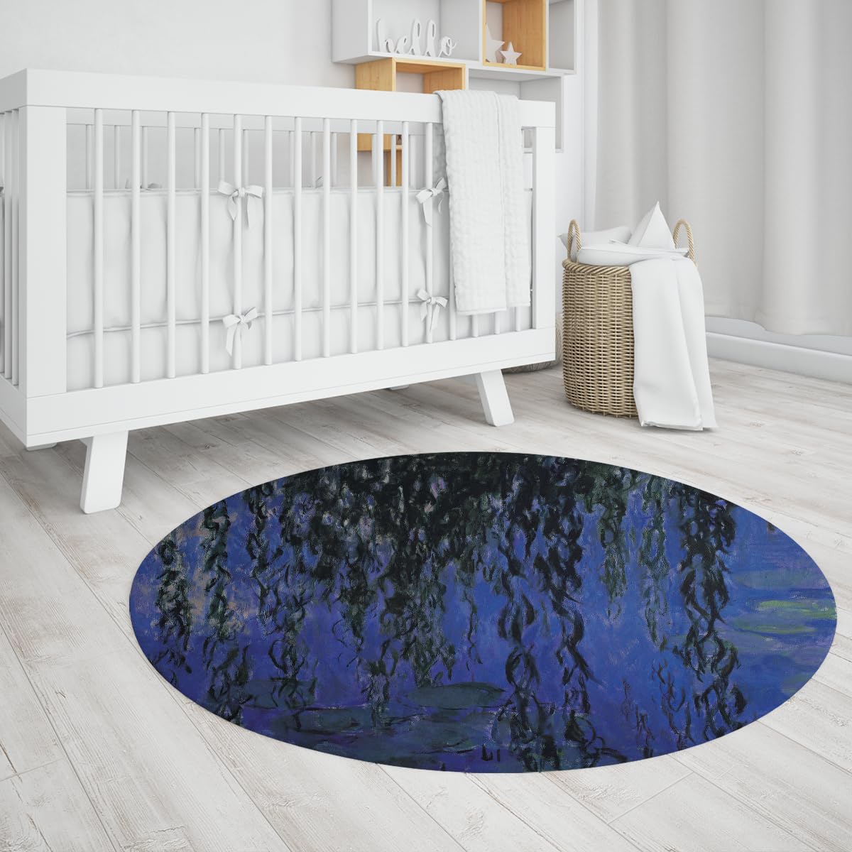 Waschbarer Rundteppich 90cm Seerosenteppiche für das Esszimmer
