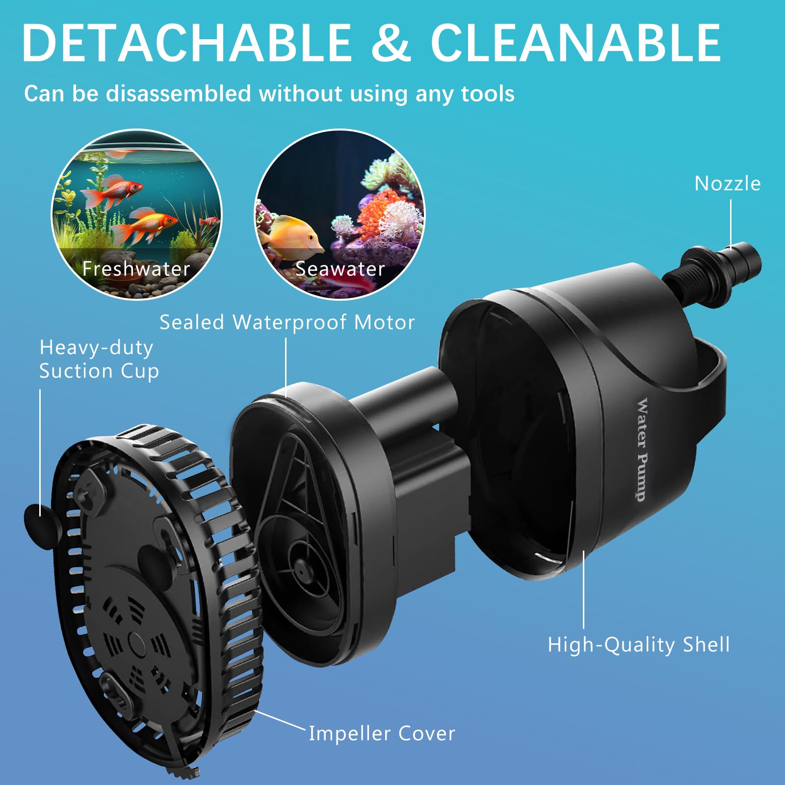 EXLECO Bomba sumergible para acuarios 3000 l/h, 40 W, 230 V - Mini bomba de agua de filtro, fuente silenciosa, 3 m de altura de perforación, 2 m de cable, 2 boquillas, manguera - 4