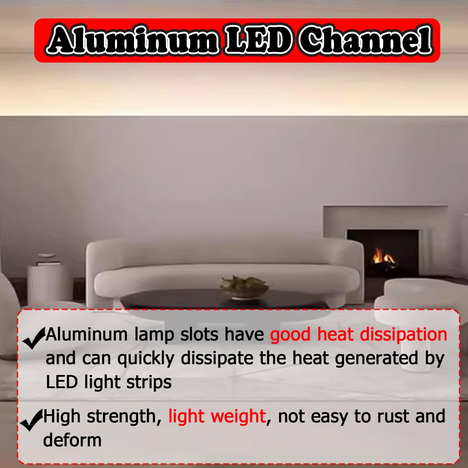 Taza de luz LED Canaleta LED empotrada en Superficie, Canaleta LED de Aluminio Impermeable para baño/Cocina/Oficina, Canaleta de Techo para iluminación indirecta(2m/6.6ft)