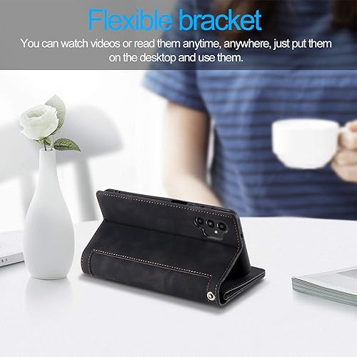 Miniatura 5 de EYZUTAK Funda de teléfono tipo cartera para Samsung Galaxy A14 5G, retro mate con 9 ranuras para tarjetas, bolsillo con cremallera, cierre