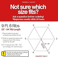 Vista 3 de Formosa Covers Toldo de repuesto para sombrilla de patio con 6 varillas de 9 pies, lona superior, protección UV 300D y tela resistente al agua, solo