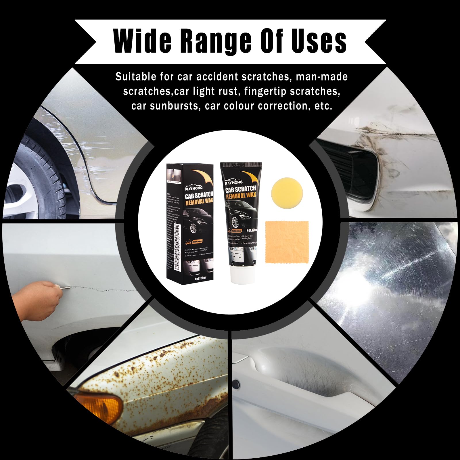 Pâte Réparatrice Rayures Voiture 100g - Efface Rayures Légères, Oxydation, Tourbillons, Pour Peinture Auto - 3
