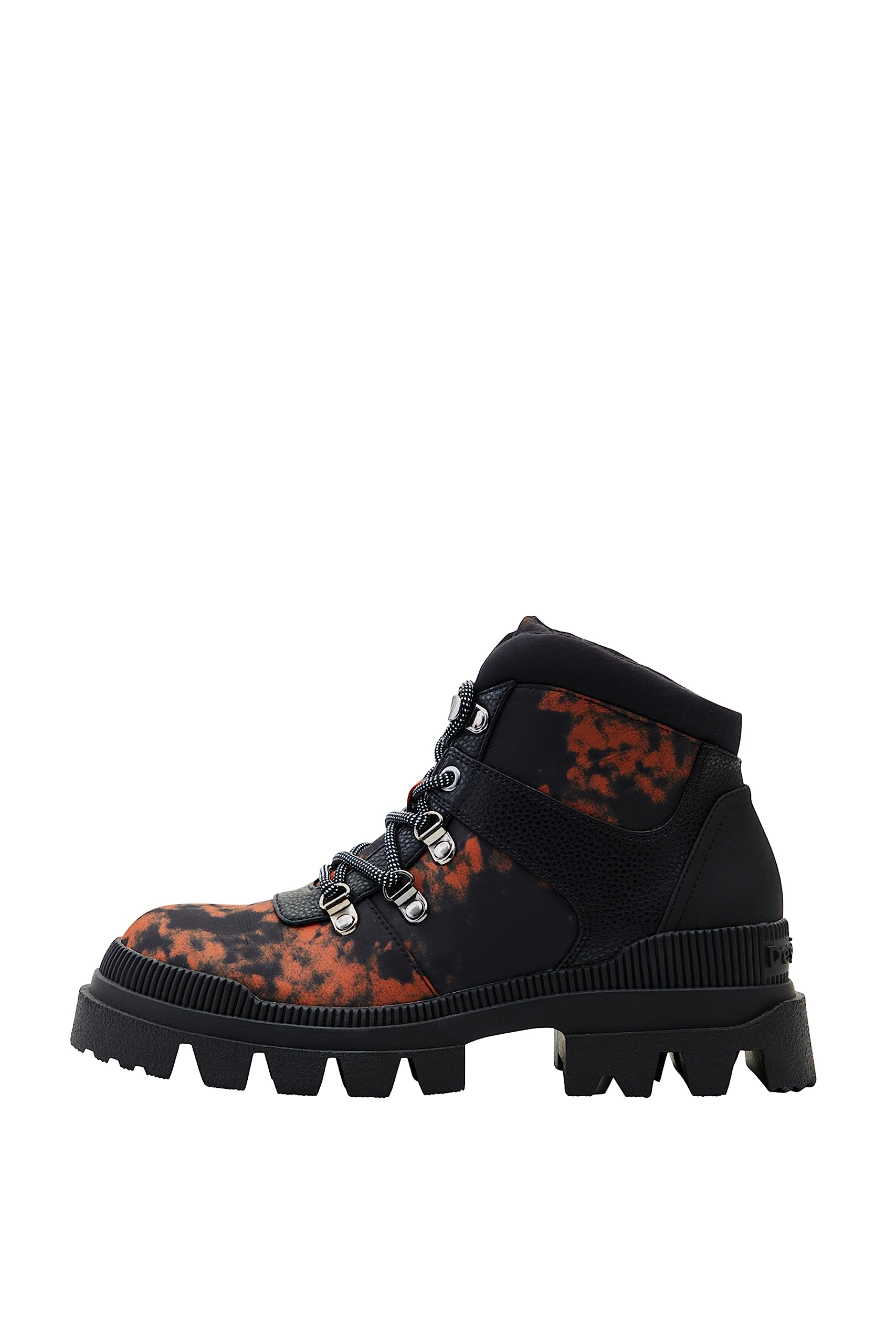 Desigual Women's Shoes_Track Hiking Print Mid Calf Boot, Black, 4.5 UK