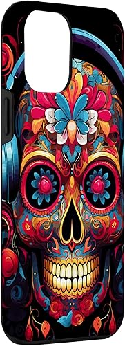 Miniatura 3 de iPhone 13 Pro Max Calavera Calavera Calavera Sugar Skull con auriculares - Funda temática musical