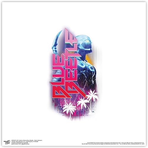 Trends International Gallery Pops DC Comics Blue Beetle - Póster de pared retro biotecnológico, 12 x 12 pulgadas, versión sin marco