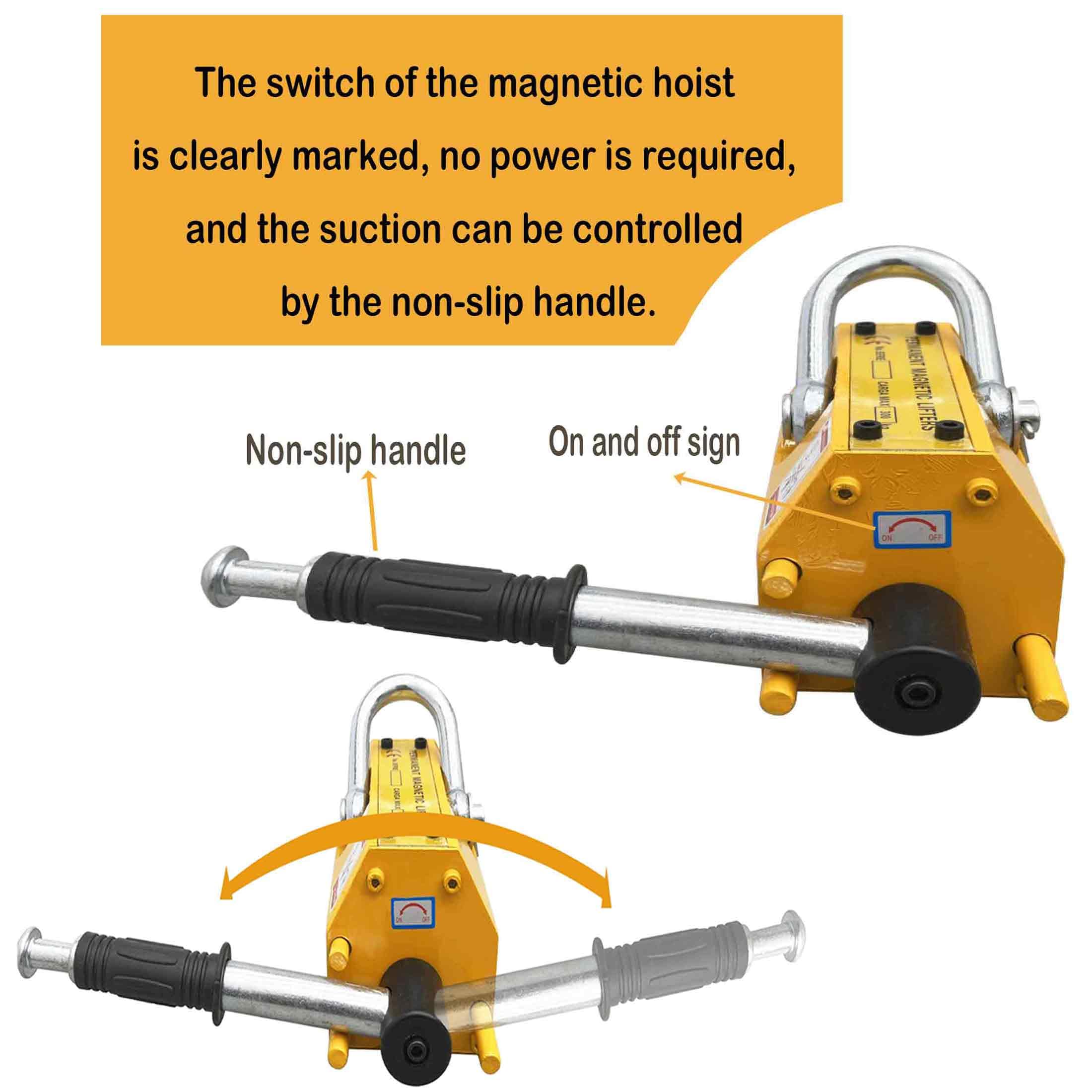 BEILOCKERY Magnetic Lifter, 880lbs/400kg Lifting Capacity, Permanent Magnetic Lifting, Super-Strong Neodymium Magnet, for Lifting Steel Sheet, Steel Block, Cylindrical Steel