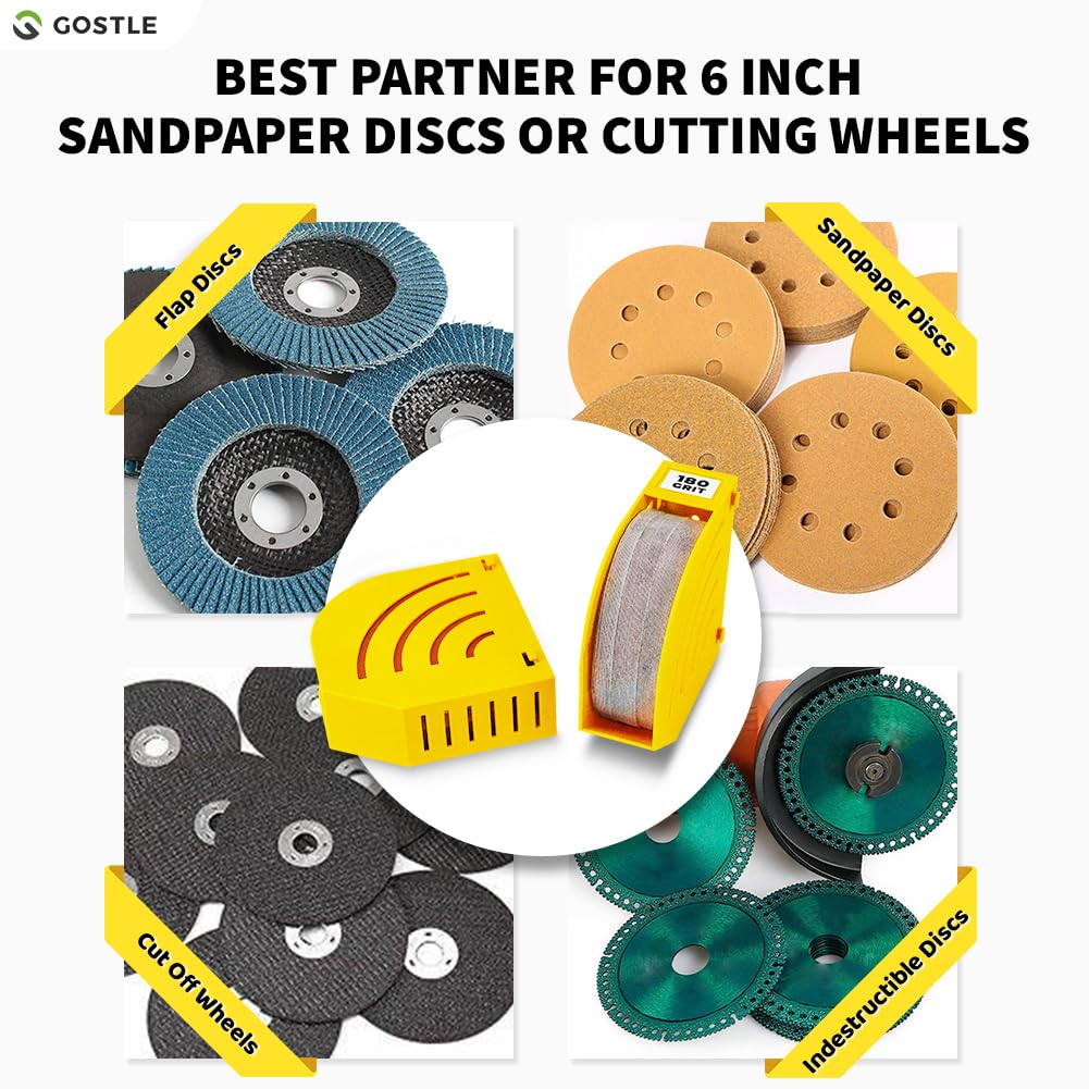 gostle 150 mm Sanding Disc Storage Box, Sandpaper Organizer with 6 Bins, Space-Saving Storage Rack, Offset Snap-On Connection - Image 4