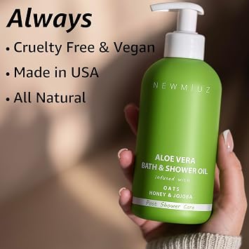 New Miuz Aloe Vera In Shower Body Conditioner Natural Post Shower Care Moisturizer for Body Legs Soothing Bath Oil Honey Oats Jojoba Self Care Spa Gift