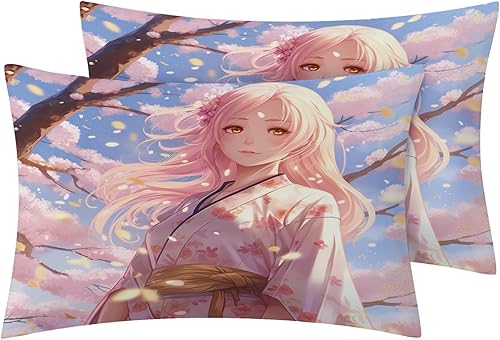 Miniatura 2 de zcwl Funda de edredón de anime tamaño matrimonial  Juego de ropa de cama de cerezo japonés  3 piezas  Funda de edredón con patrón de microfibra