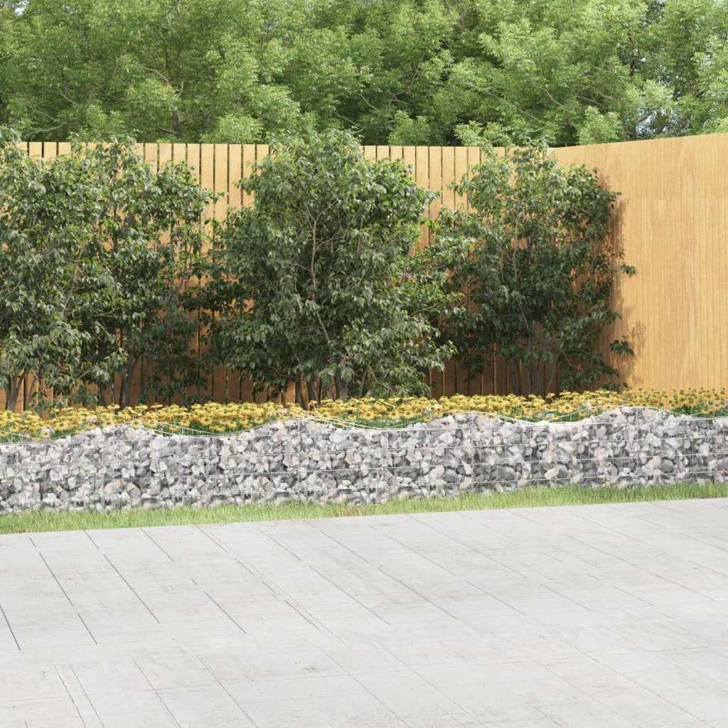 vidaXL Arched Gabion Raised Bed, Cage Mesh Wire for Outdoor Garden, Spiral Retaining Wall for Planter, Stone Basket, 800x100x50 cm Galvanised Iron