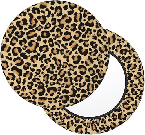 Miniatura 2 de Funda de taburete de bar con estampado de leopardo, cojín redondo con parte inferior elástica, lavable y antideslizante, para taburete de bar, funda