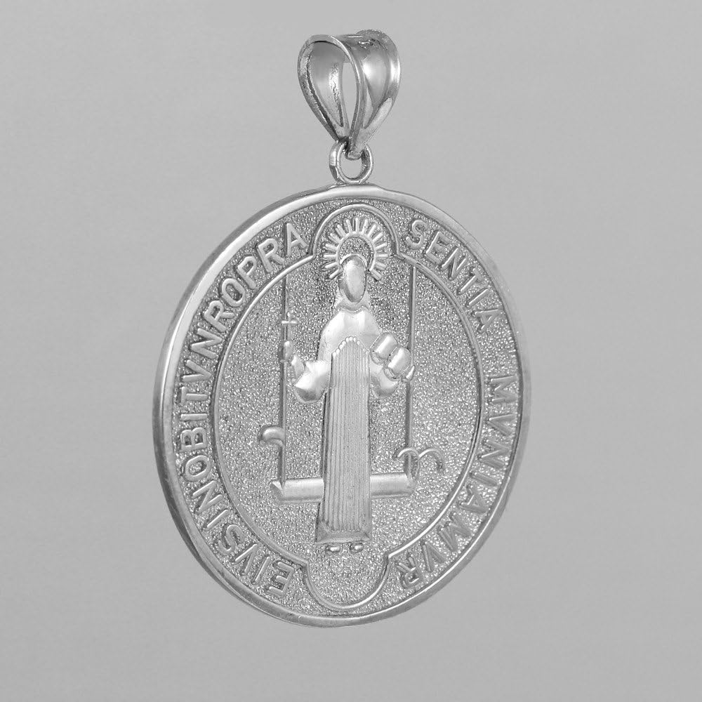 Claddagh Gold Medal of Saint Benedict 925 Sterling Silver Coin Pendant (Small) - Image 3