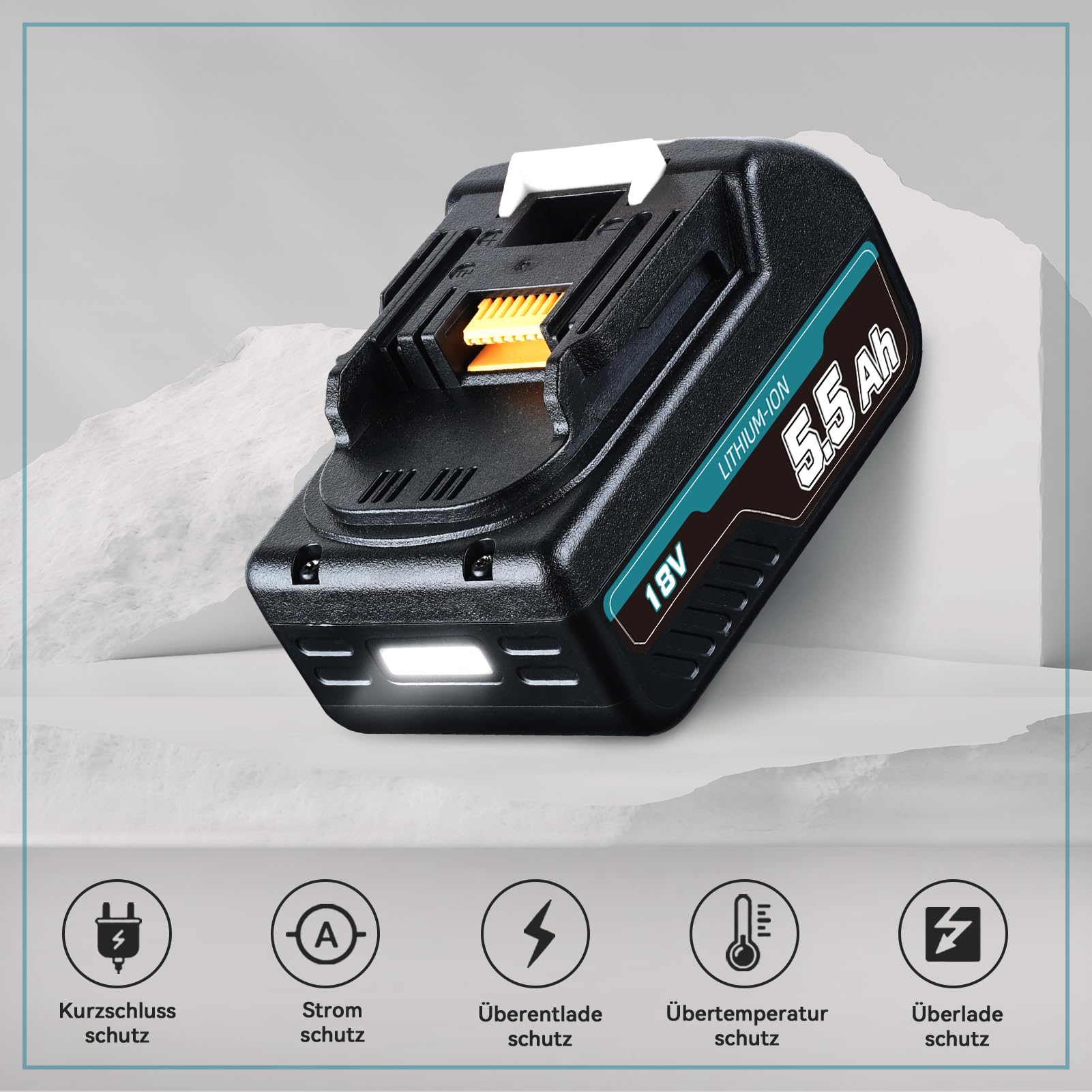 1 pieza de repuesto para Makita BL1850B de 18 V y 5,5 Ah y repuesto para Makita 3 A cargador DC18RC con batería de herramientas LED