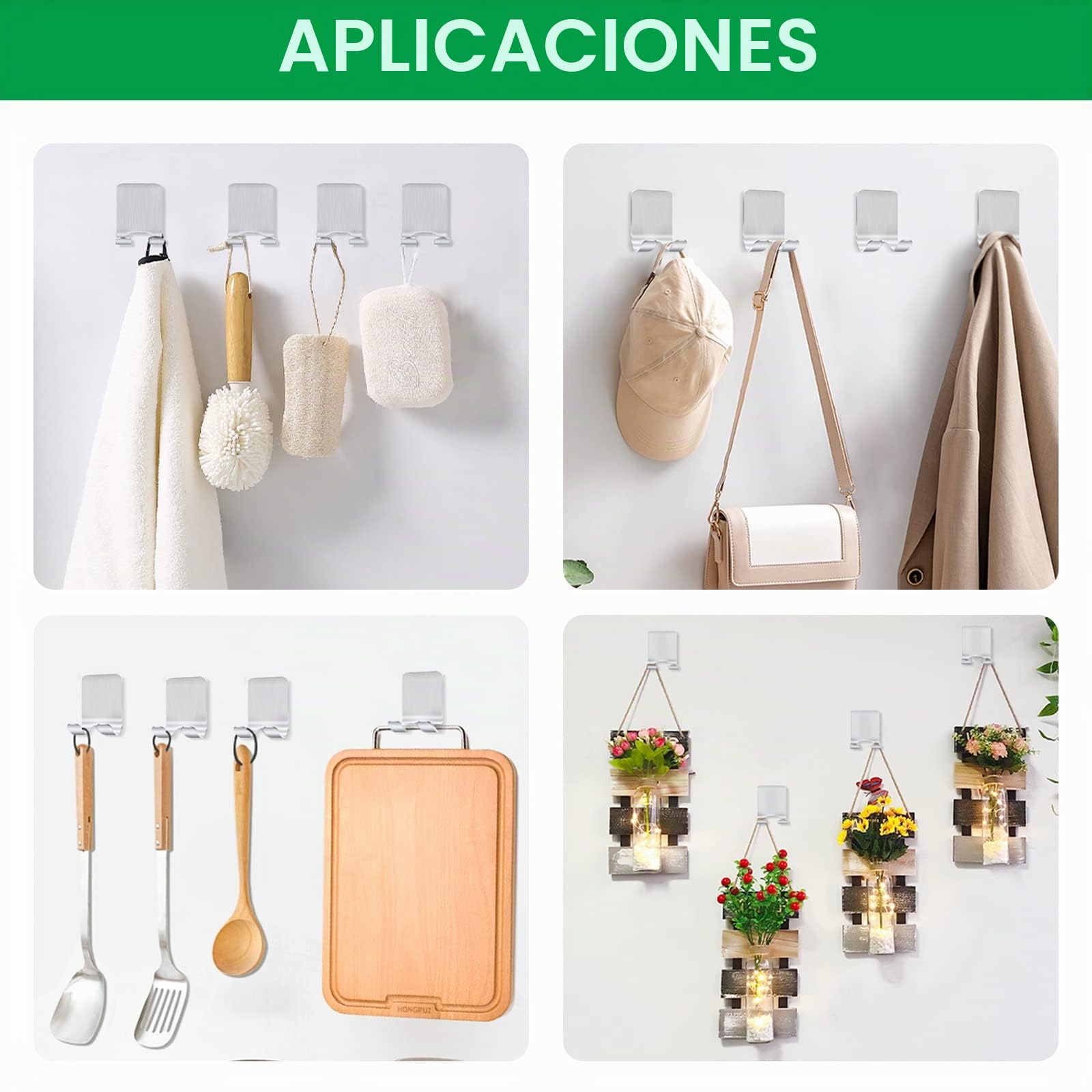 Bolatus 2 unidades de soporte para afeitadora de ducha, gancho autoadhesivo, soporte de afeitado para ducha, acero inoxidable, gancho para toalla, gancho para toallas sin taladrar, ganchos de pared