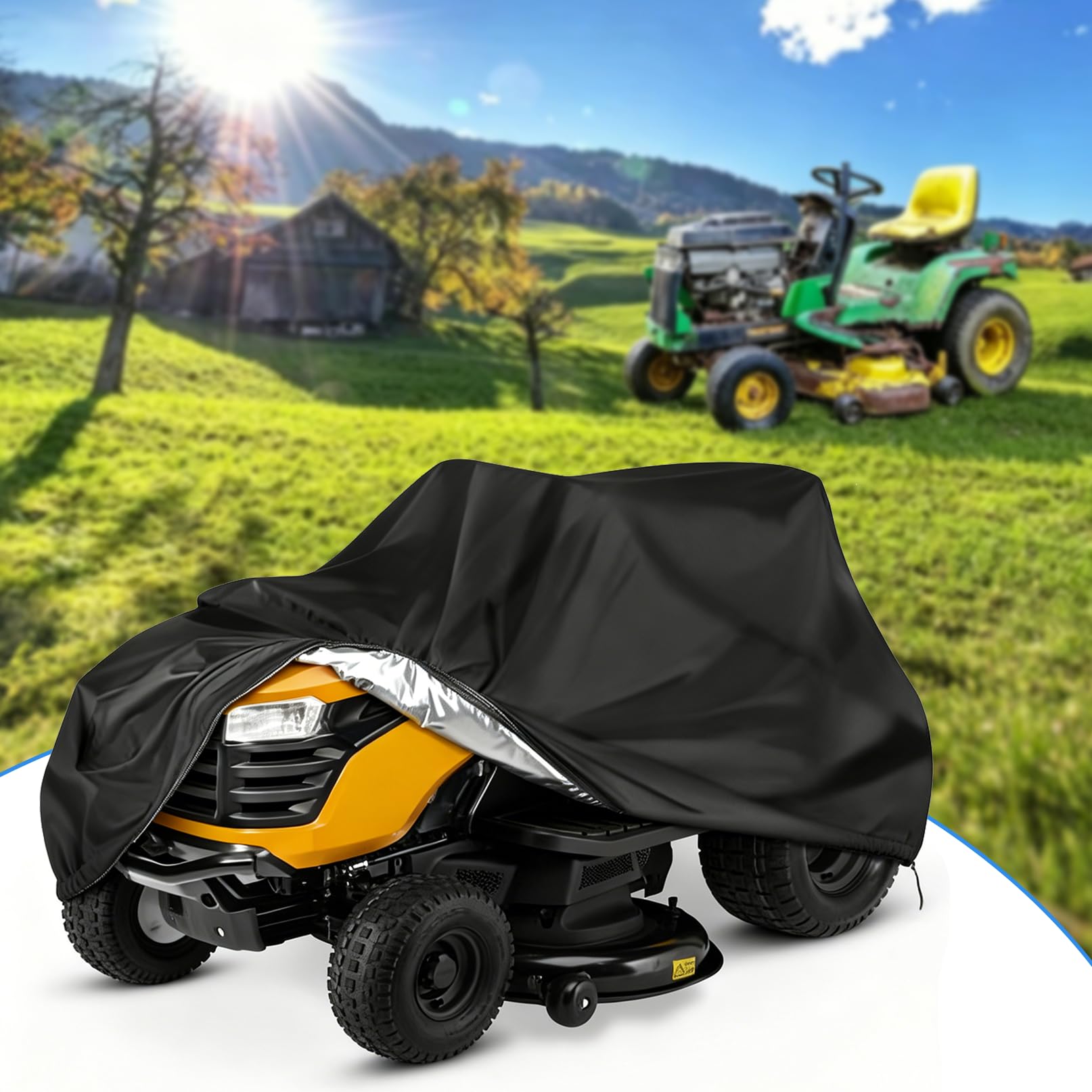copertura per tosaerba per Toro, per Honda, per Husqvarna, per Law Boy 420D in poliestere Oxford con nastro riflettente e fibbia antivento (L183 x P137 x H117CM)