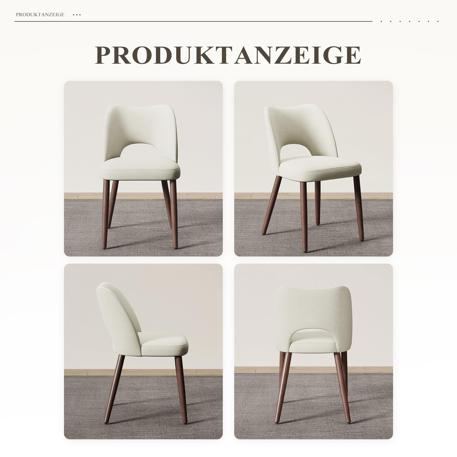 MALOL Esszimmerstühle 4er Set, Moderne Esszimmer Stühle, Ergonomisch Gepolsterte Küchenstühle mit Vertikal Gestreifter Rillenlehne, Polsterstühl für Esstisch Wohnzimmer Café Restaurant, Beige