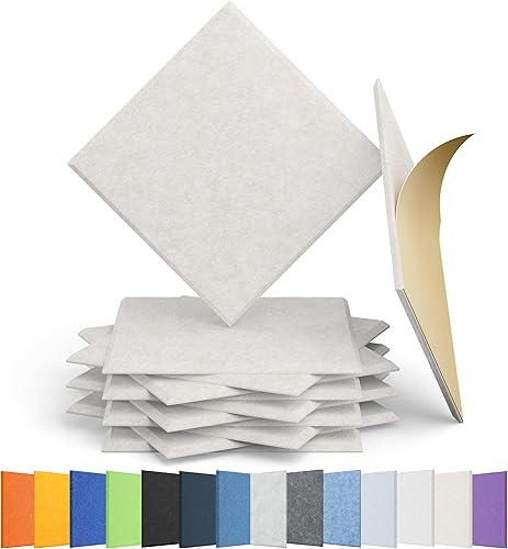 Paquete de 12 paneles acústicos autoadhesivos de espuma a prueba de sonido, alta densidad, cuadrados, 12 x 12 x 0.4 pulgadas, para el hogar,