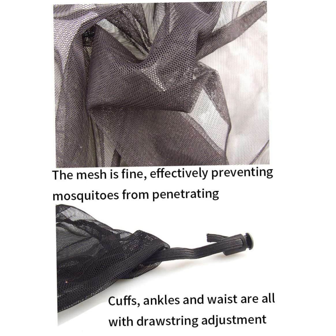 Vêtements Anti-moustiques 4 pièces moustiquaires Respirantes translucides Costume réglable Protection Pliable pour Camping Cyclisme pêche randonnée