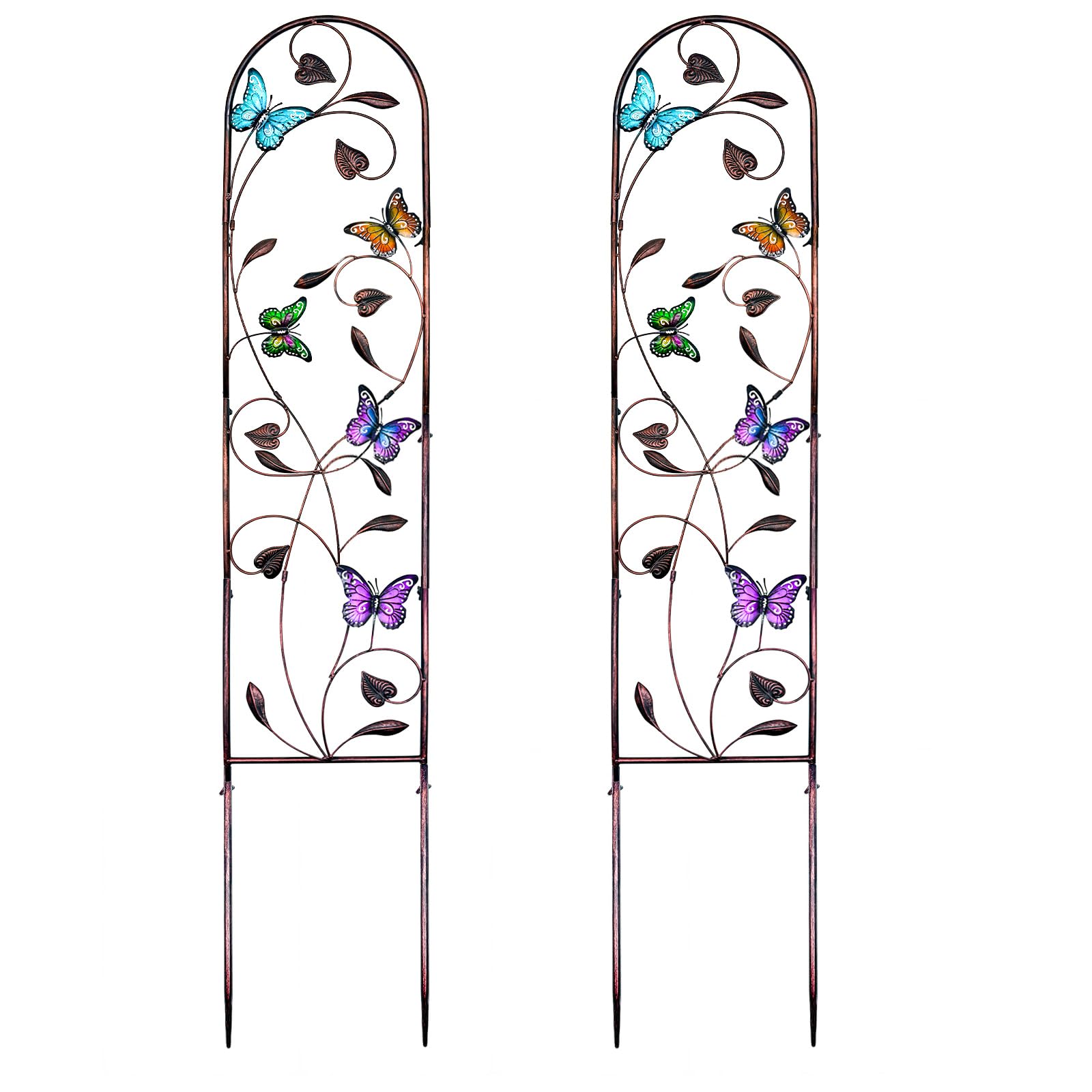 aboxoo Juego de 2 enrejados de jardín de Metal de Mariposa para Plantas trepadoras, Enrejado Decorativo de Flores al Aire Libre para Patio al Aire Libre, jardín, césped, Patio, Soportes de Pared, 60