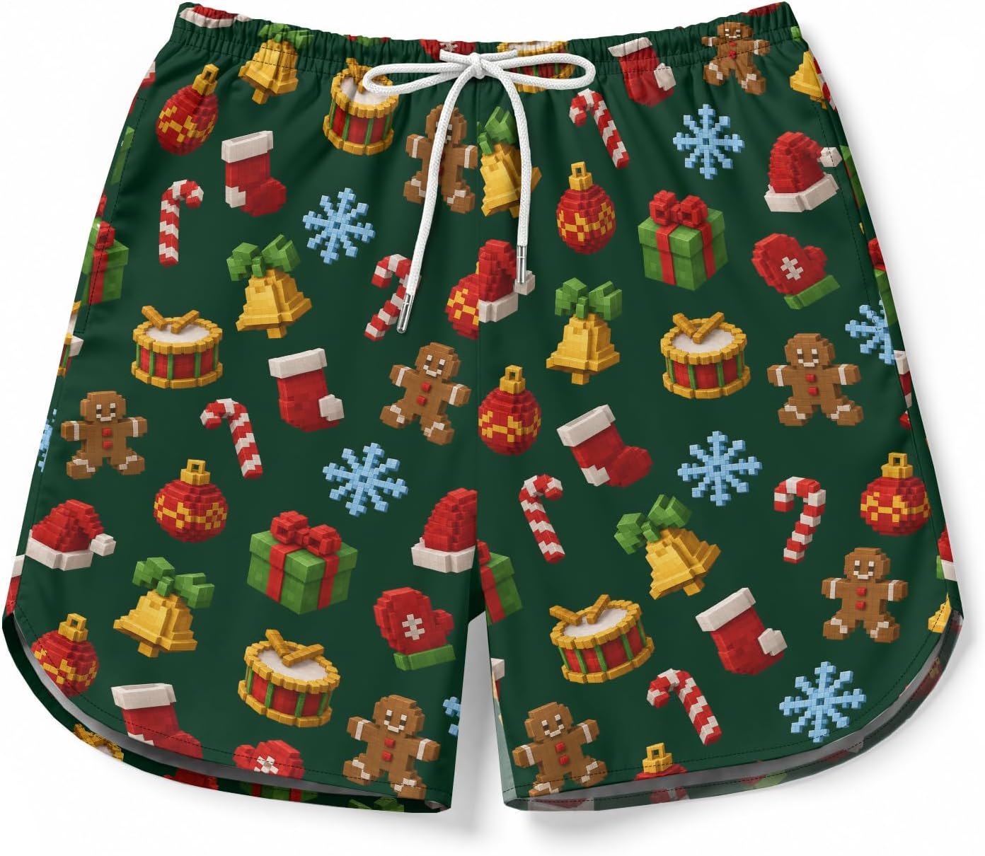 Boys Swim Trunks with Mesh Liner Kids Pixel Art Style Board Shorts Bathing Suit Quick Dry Beach Swimsuit Teen Kids