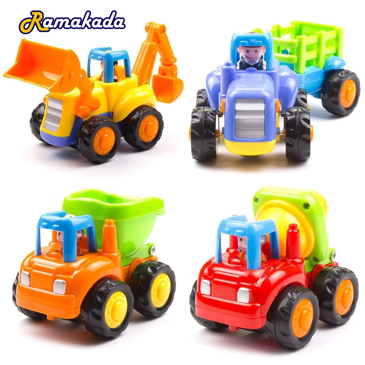 Ramakada Unbreakable Automobile Friction Powered Cars Construction Push and Go Car Tractor Bulldozer Cement Mixer Truck Dumper Toys for 1 2 3 Year Old Boy Girl Baby Kids, Pack of 4 (B07SHRKJ3Q) Amazon Price History, Amazon Price Tracker