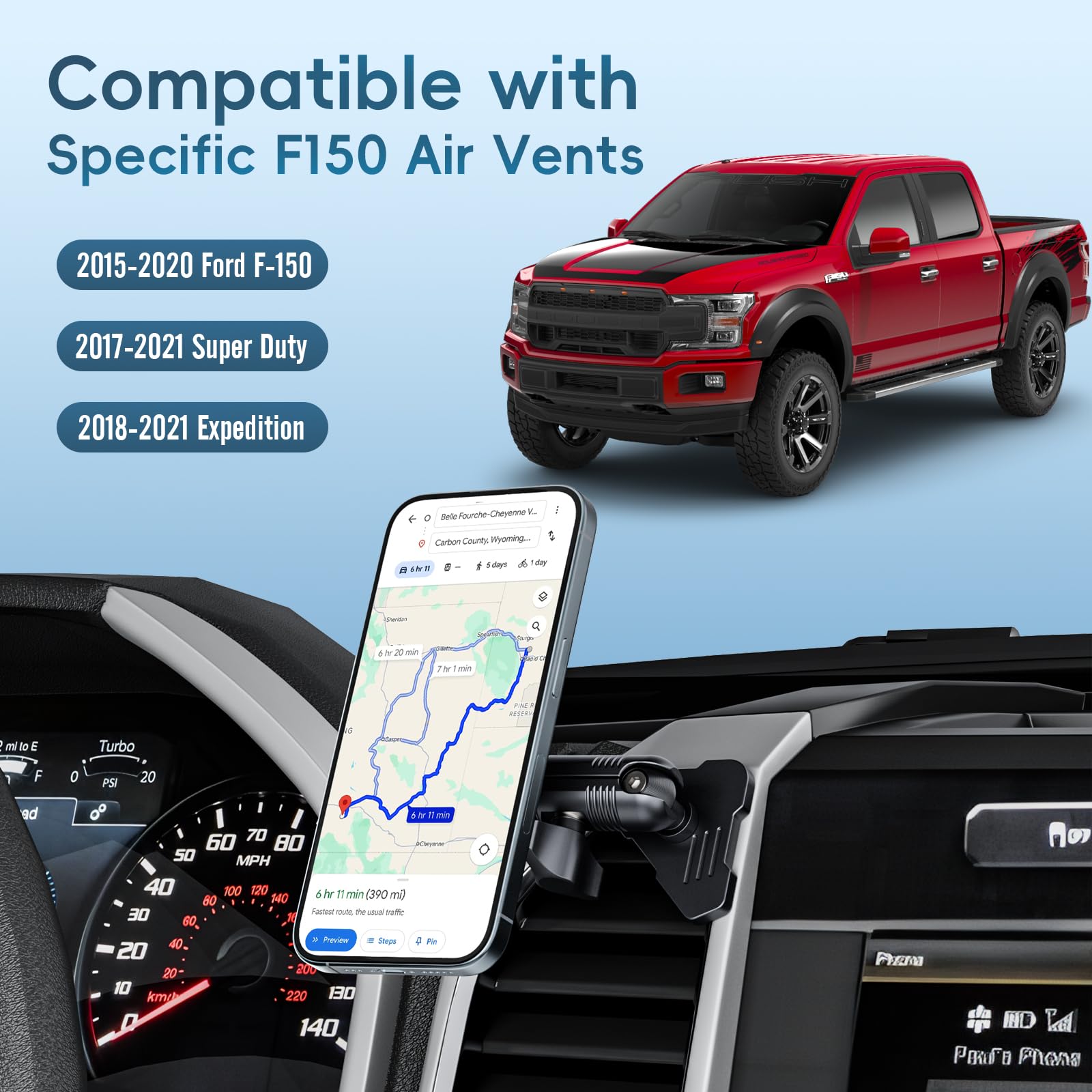 Kaishengyuan Magnetische Handyhalterung für Lüftungsschlitze, kompatibel mit Ford F-150, 2017–2021 Super Duty & 2018–2021 Expedition, Auto-Vollmetall-Handyhalterung für alle Smartphones
