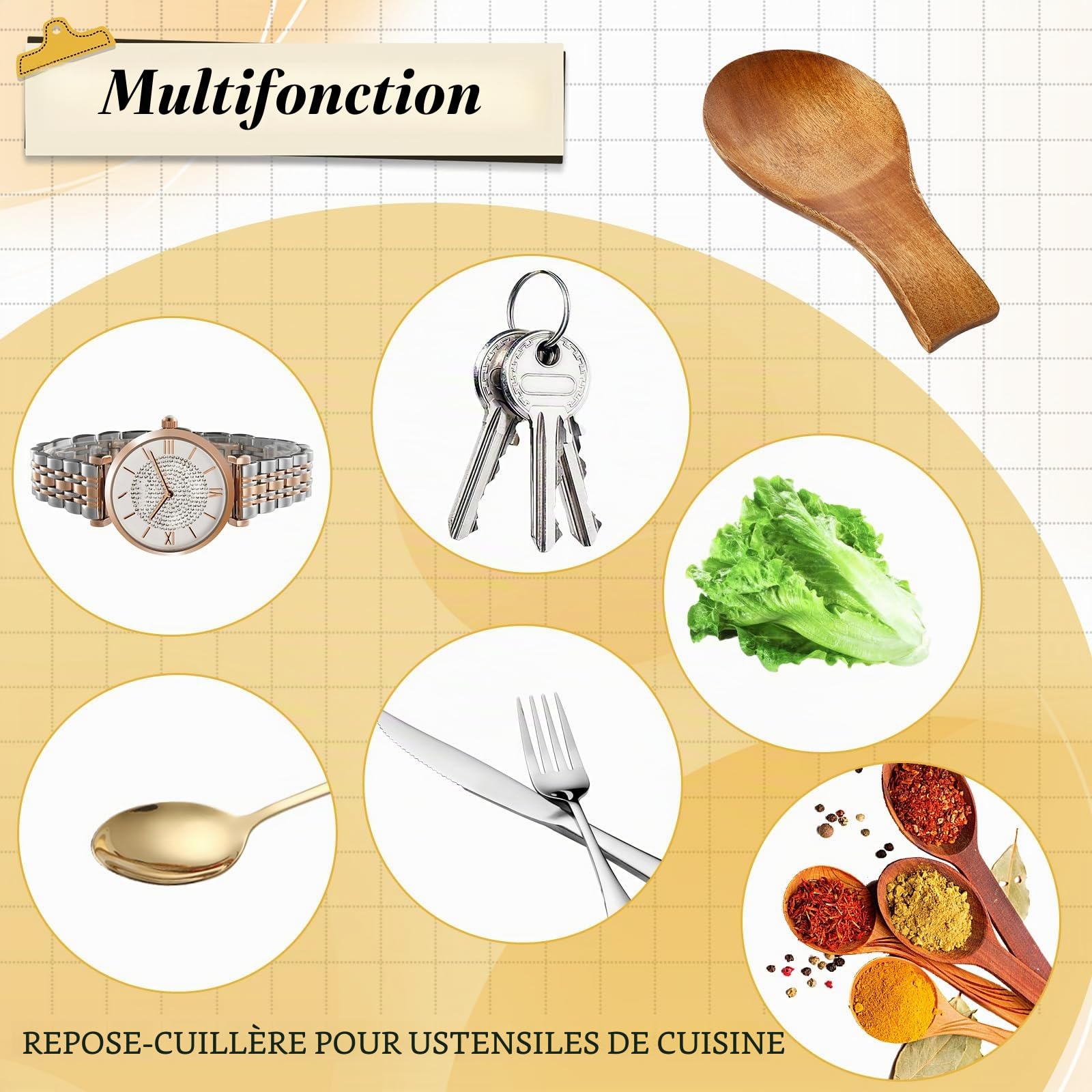 Repose cuillère en bois pour cuisine, ustensiles de cuisine longue