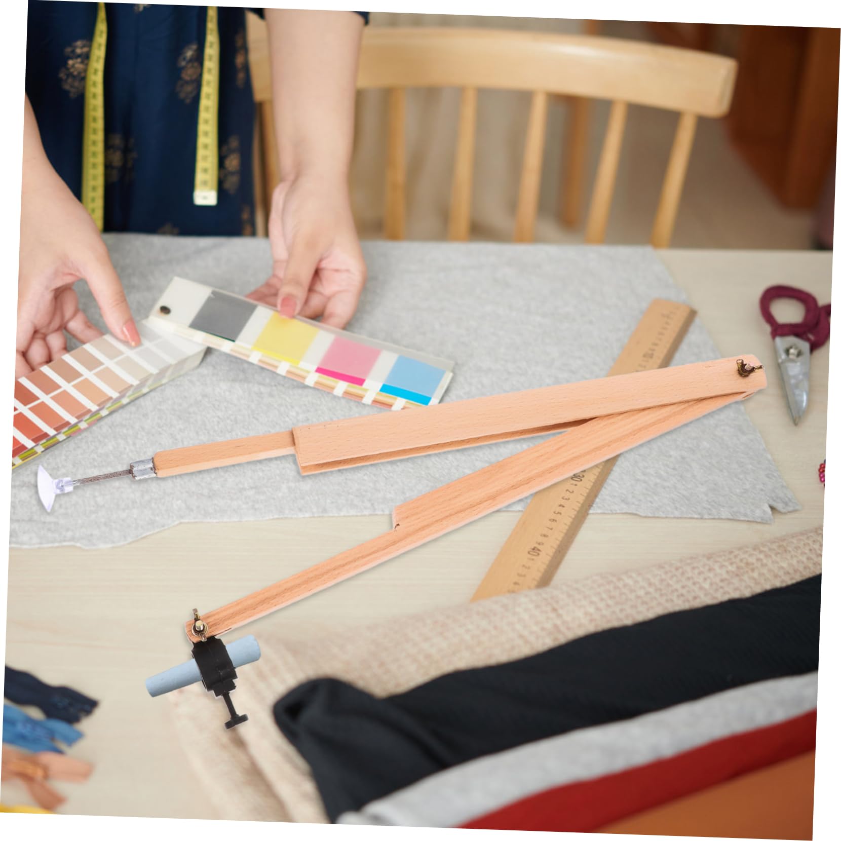 Compás De Madera Grande Para Dibujo y Enseñanza Con Sujetador Seguro Para Lápiz y Tiza Herramienta Resistente De Haya Para Pizarra y Demostraciones Educativas