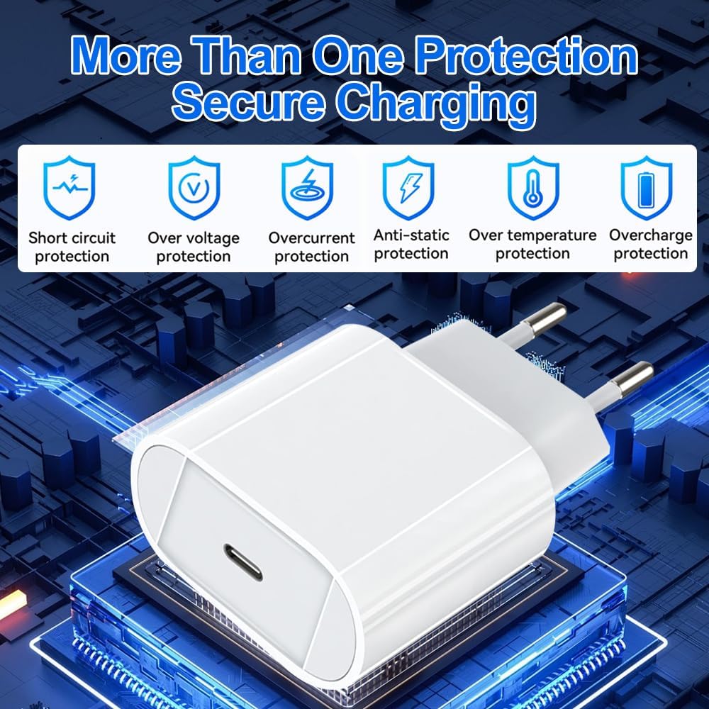 Caricatore for iphone - Certificato MFi - caricabatterie for iphone rapido USB C da 30W con cavo 6FT USB C a Lightning di tipo C per iPhone 14/14 Plus/14 Pro/14 Pro Max/13/12/11/SE/iPad,etc