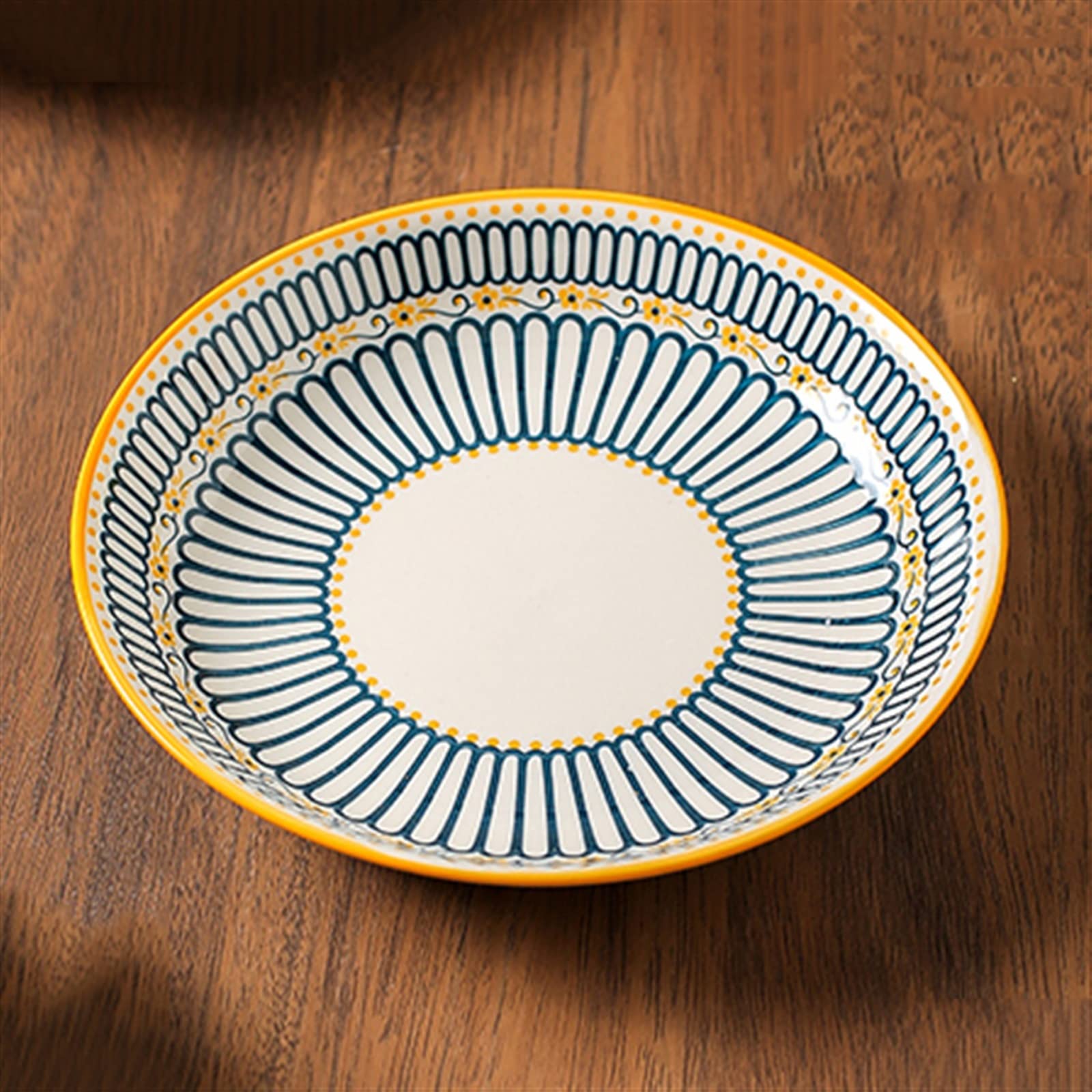 Pastaschalen Speiseteller Keramikteller, Haushaltsscheibe, Küche, Speiseteller, rundes Besteck, Vintage-Dessertteller, einfacher flacher Teller, Einzelpackung, Viererpackung Essteller(E)