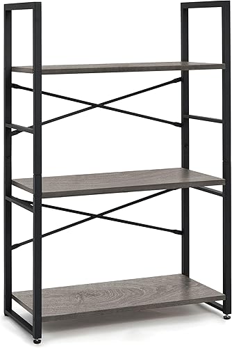 Miniatura 8 de CAPHAUS Estantería pequeña de 3 niveles, estante de pie de 24 pulgadas de ancho, organizador de almacenamiento de estantes, estantes industriales